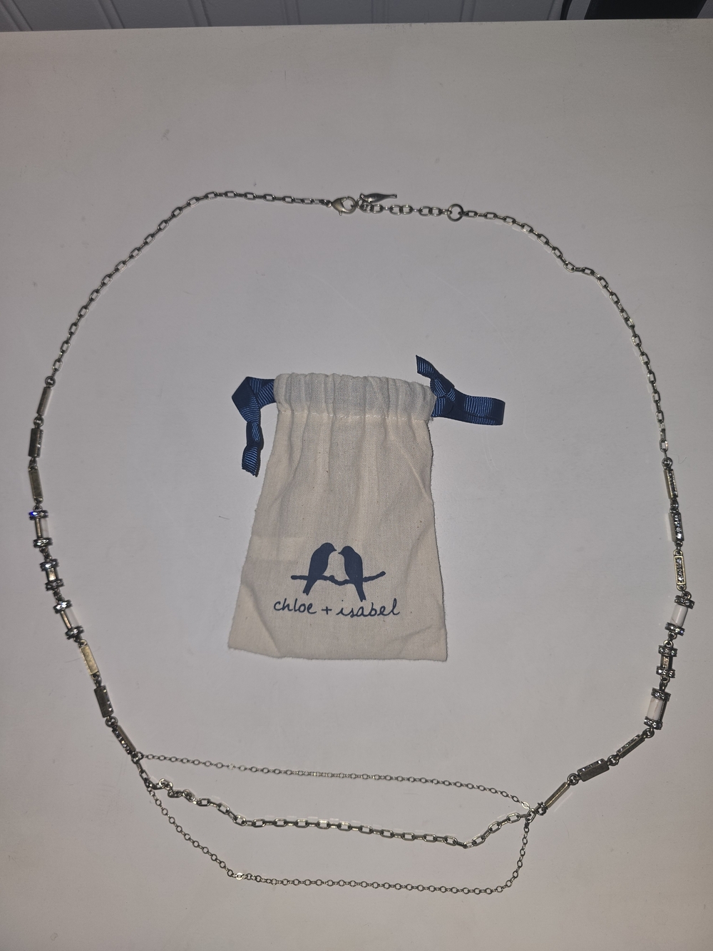 chloe + isabel Silver Layered Chain Necklace - White Pouch